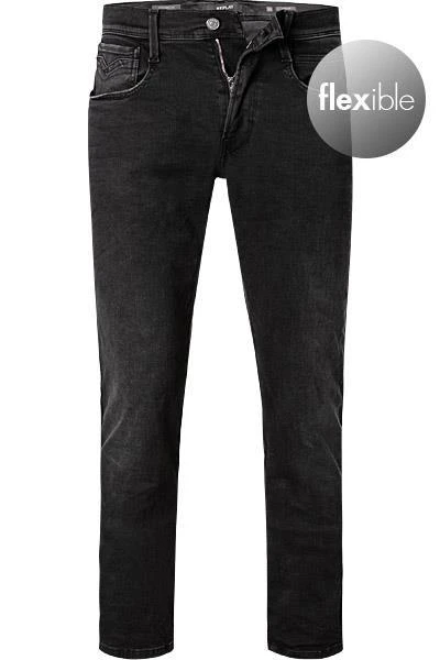 Rabatt ✔️ Replay 😍 Jeans Anbass M914.000.661 E01/098 Slim Fit, Baumwoll-Stretch11,5oz, Schwarz ⭐ 1 Rabatt ✔️ Replay 😍 Jeans Anbass M914.000.661 E01/098 Slim Fit, Baumwoll-Stretch11,5oz, Schwarz ⭐