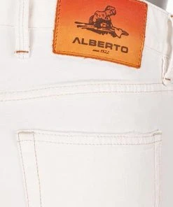 Budget 😍 Alberto Tapered Fit Slipe White Denim 68371390/115 ⌛ Jeans Slipe, Baumwoll-Stretch, Weiß ⭐ -Jeans Verkaufsgeschäft 361821 norm6
